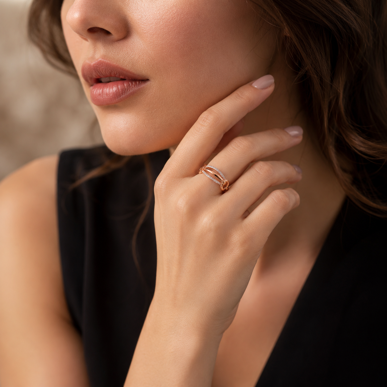 Rose Gold Twin Halo Diamond Ring