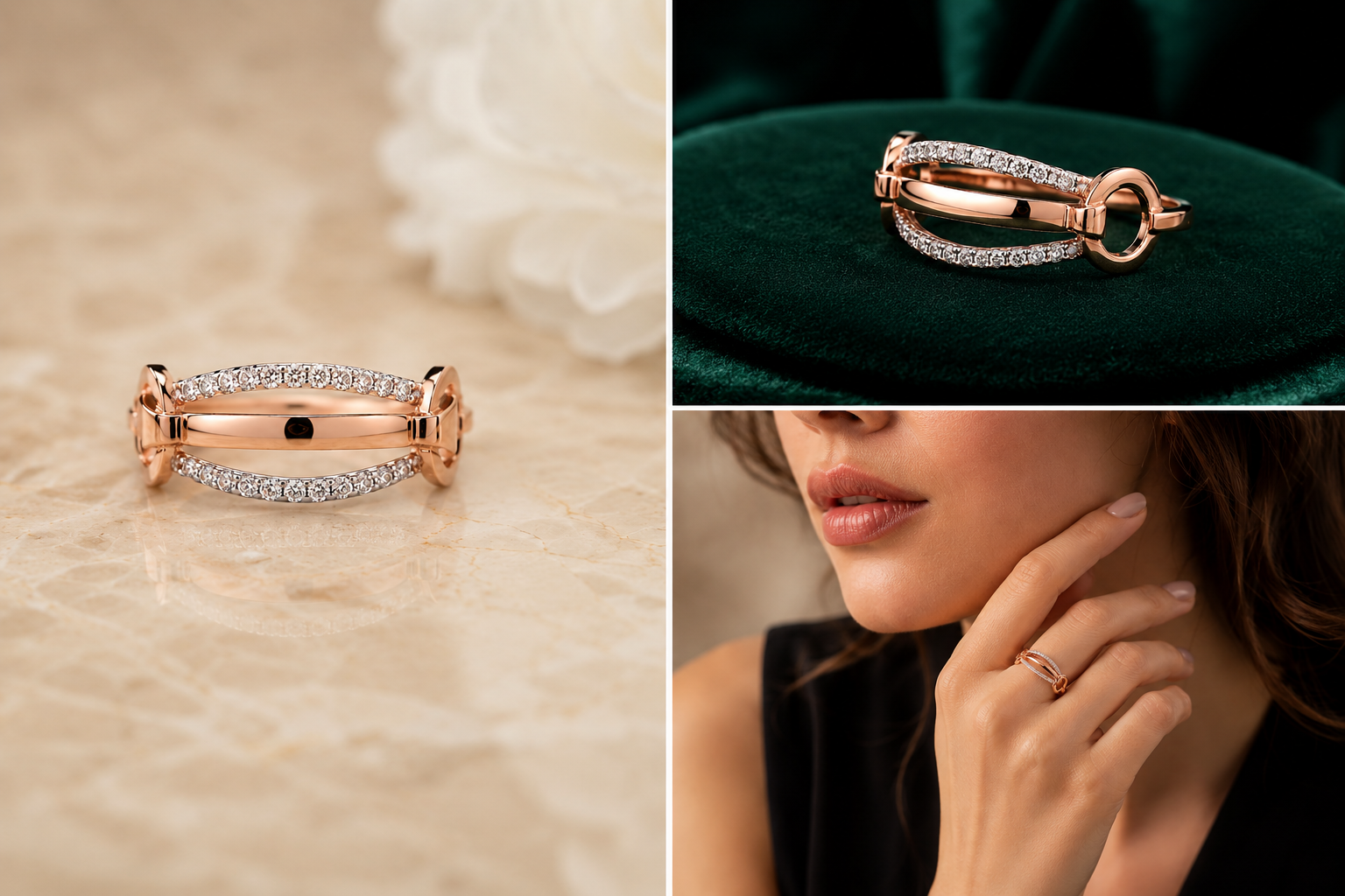 Rose Gold Twin Halo Diamond Ring