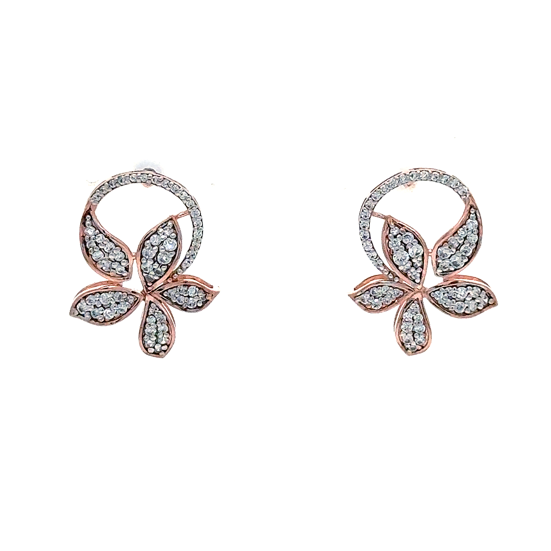 Rose Petal Halo Crystal Stud Earrings