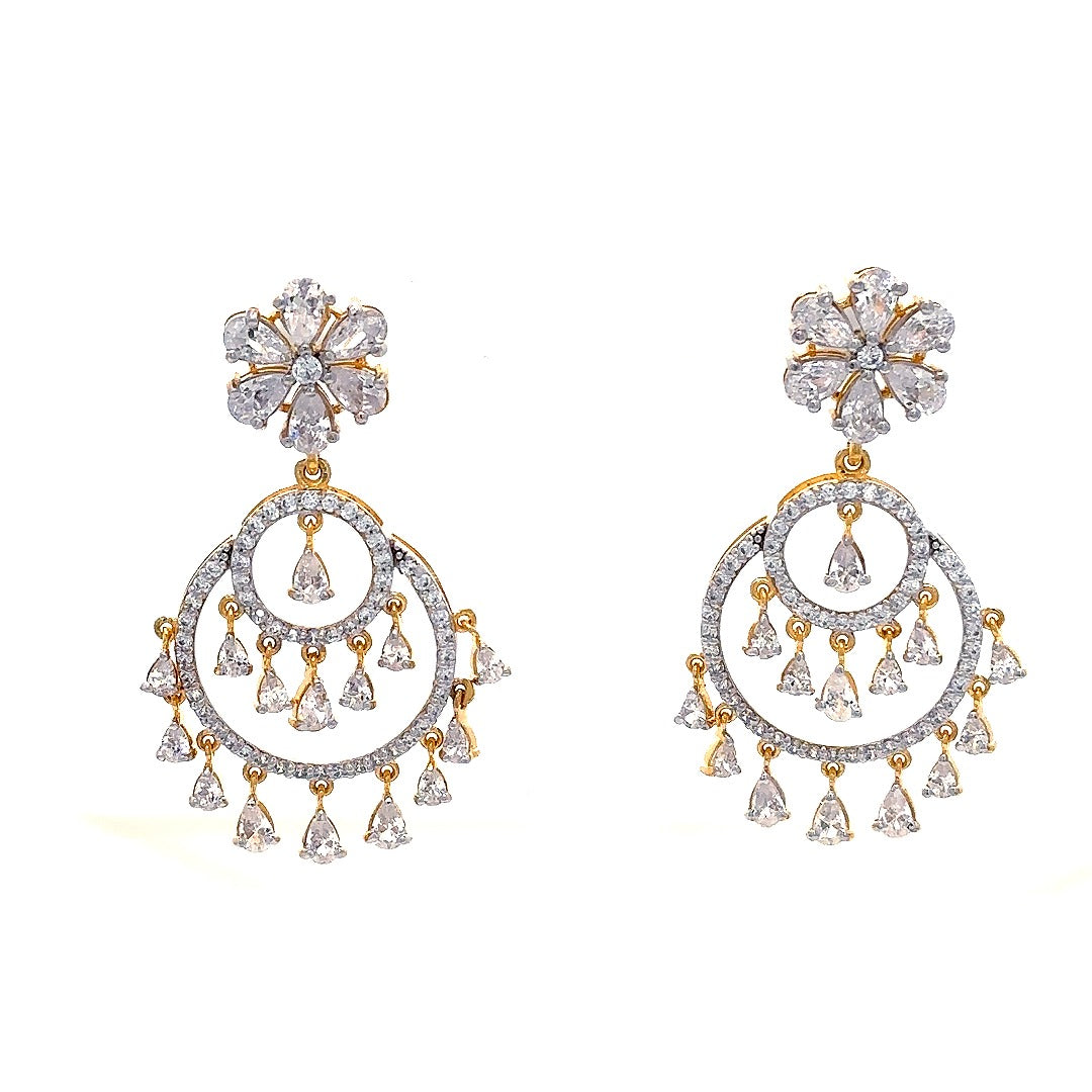 Royal Blossom Crystal Chandbali Earrings