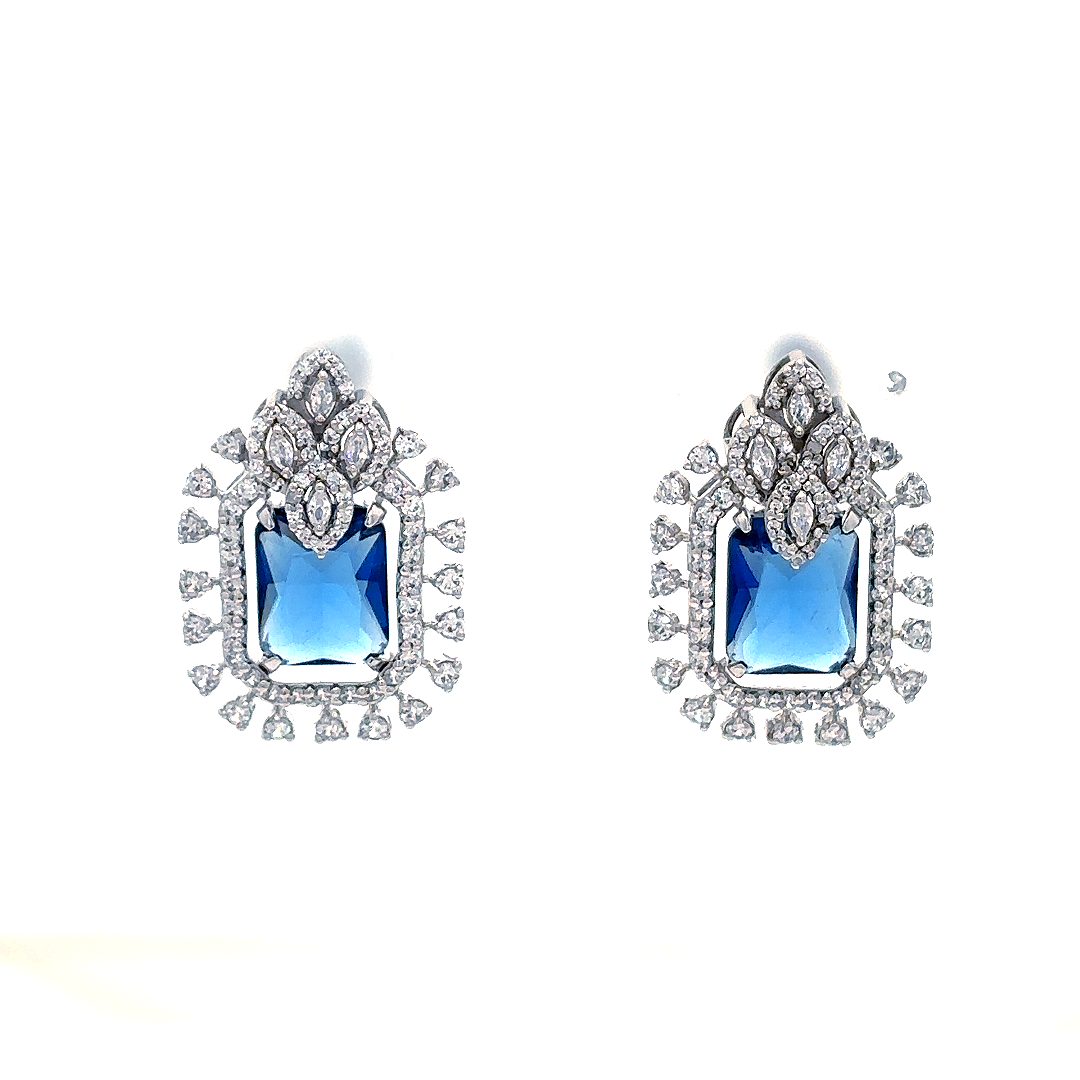 Royal Blue Crystal Statement Stud Earrings