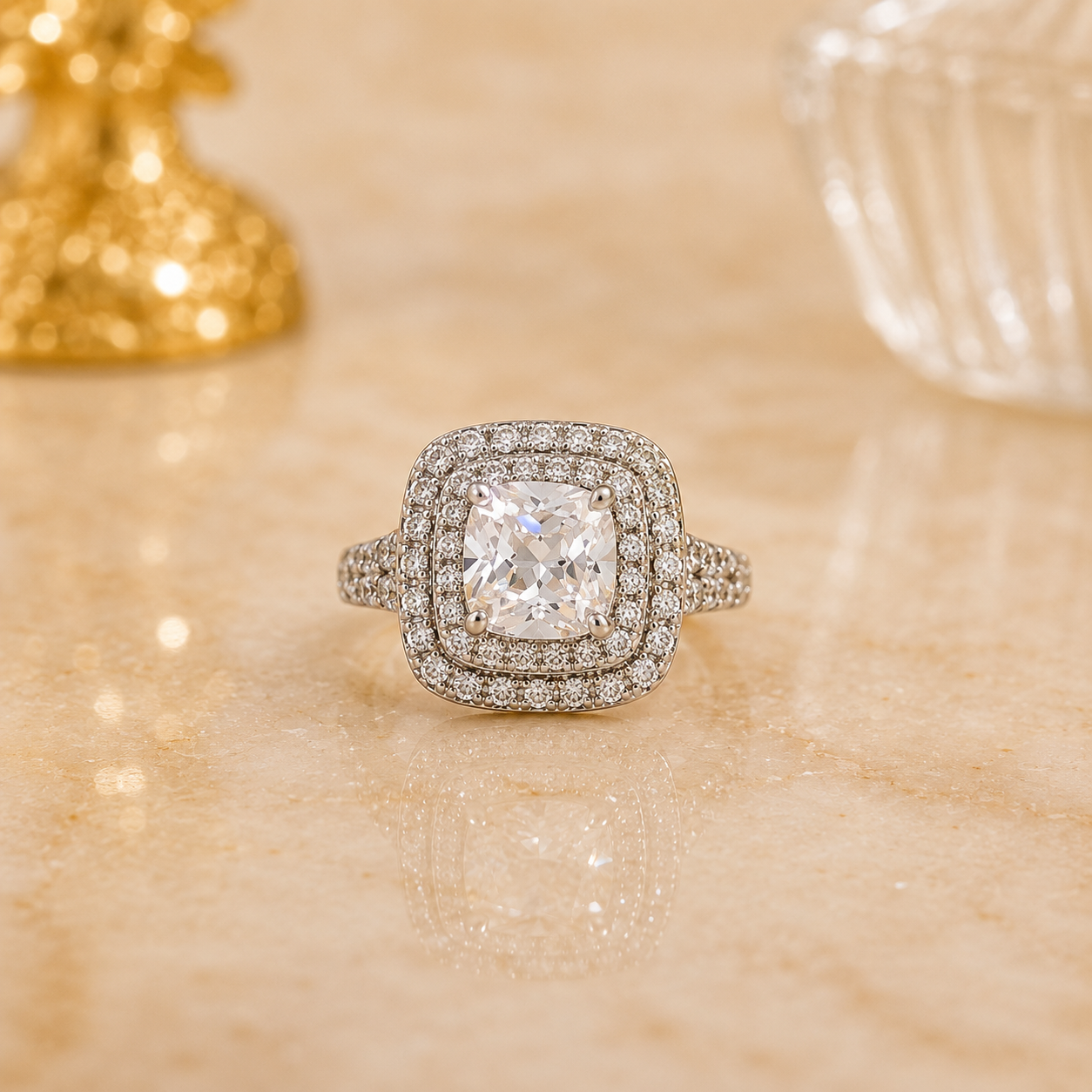Royal Cushion Halo Diamond Ring