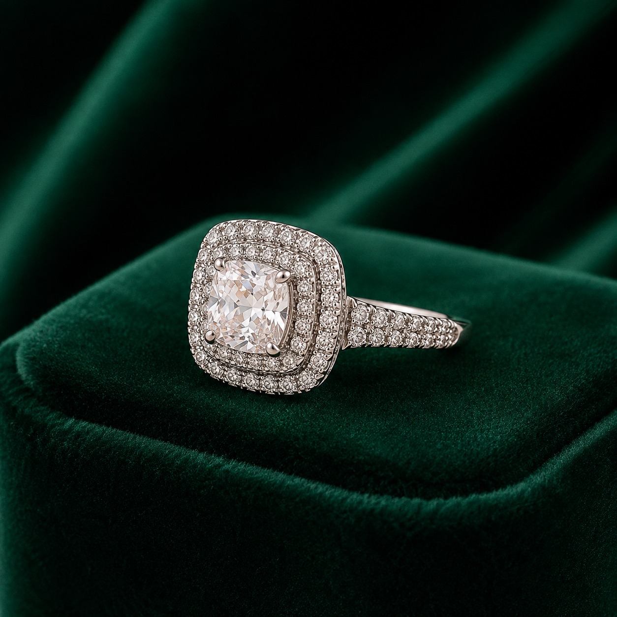 Royal Cushion Halo Diamond Ring