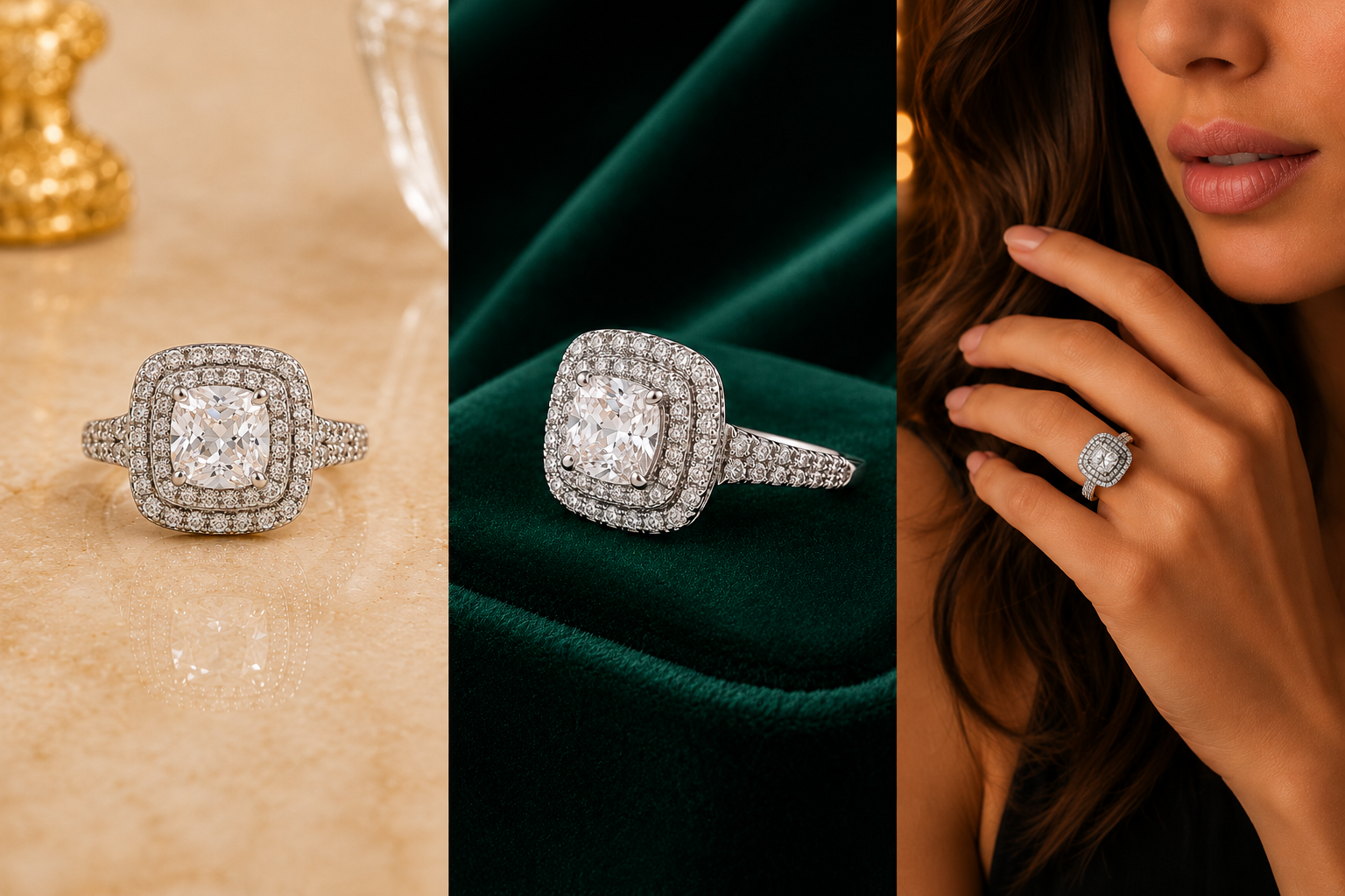 Royal Cushion Halo Diamond Ring