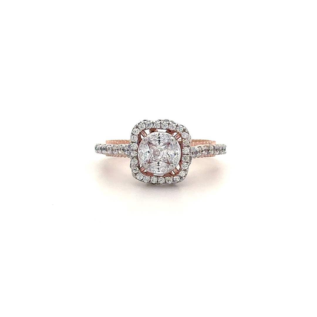 Royal Cushion Halo Rose Gold Diamond Ring