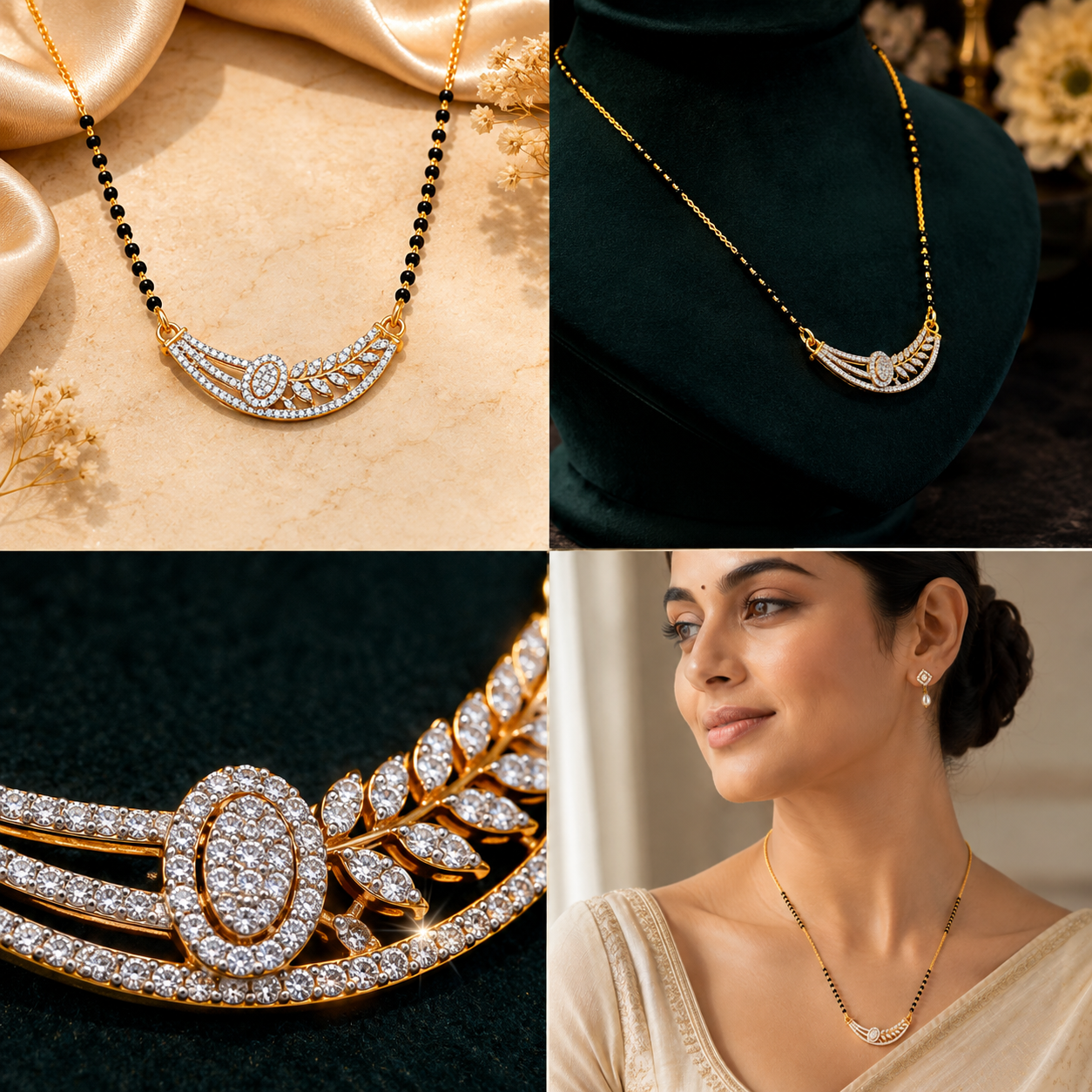 Royal Diamond Curve Mangalsutra Necklace