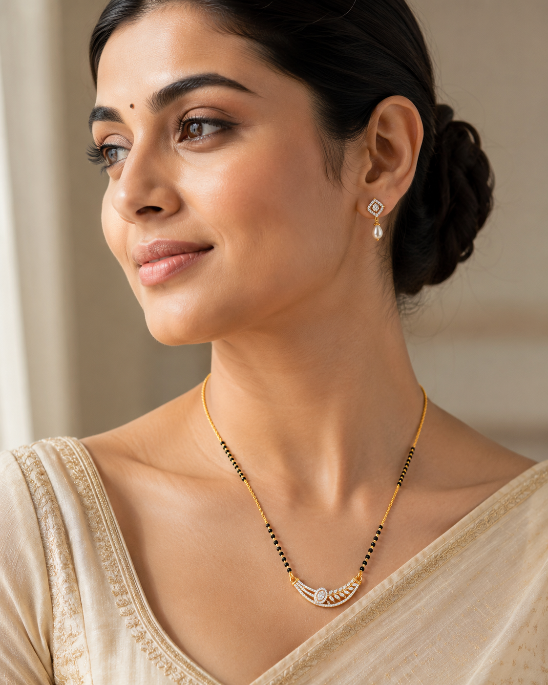 Royal Diamond Curve Mangalsutra Necklace