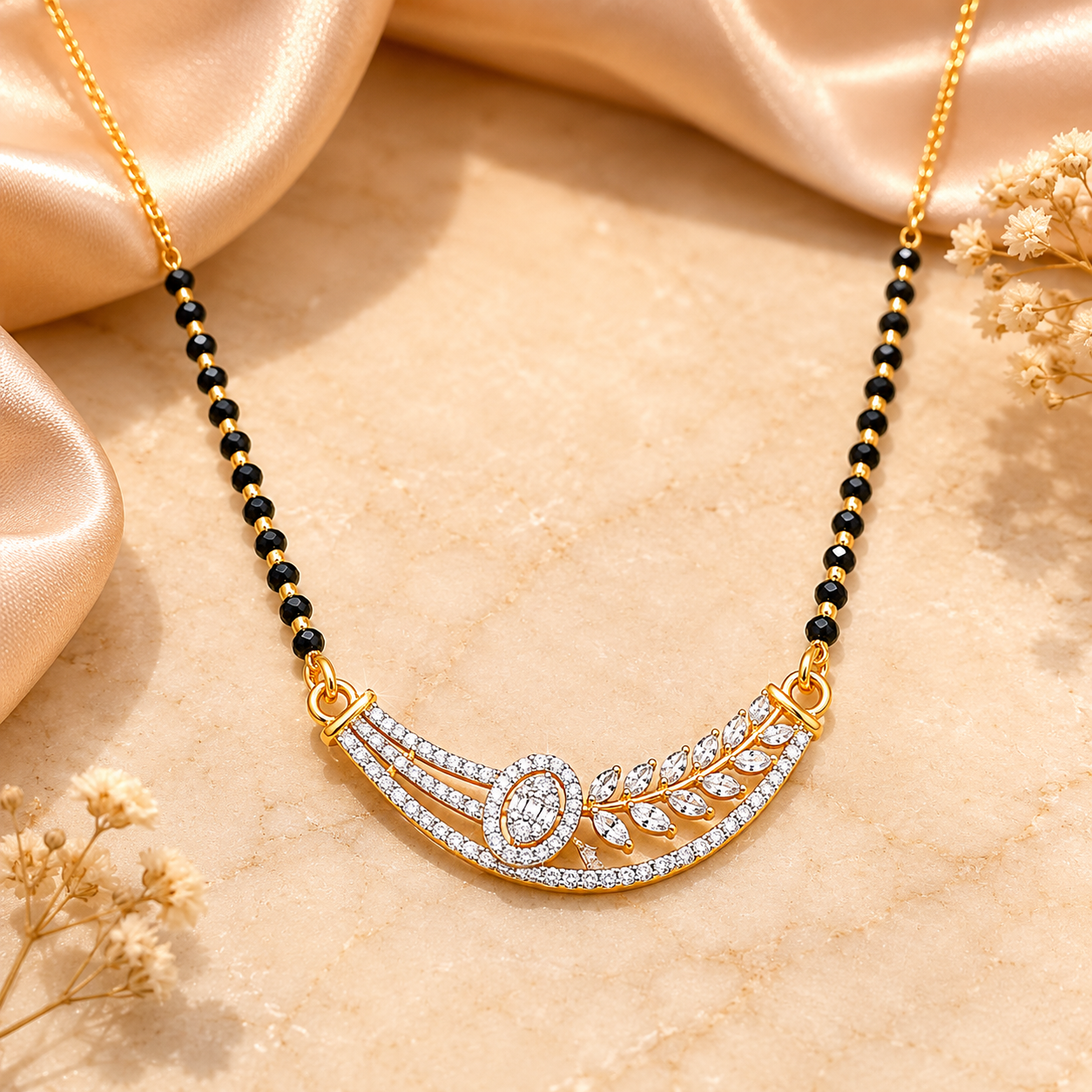 Royal Diamond Curve Mangalsutra Necklace