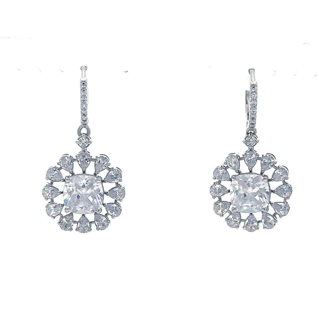 Royal Halo Crystal Drop Earrings