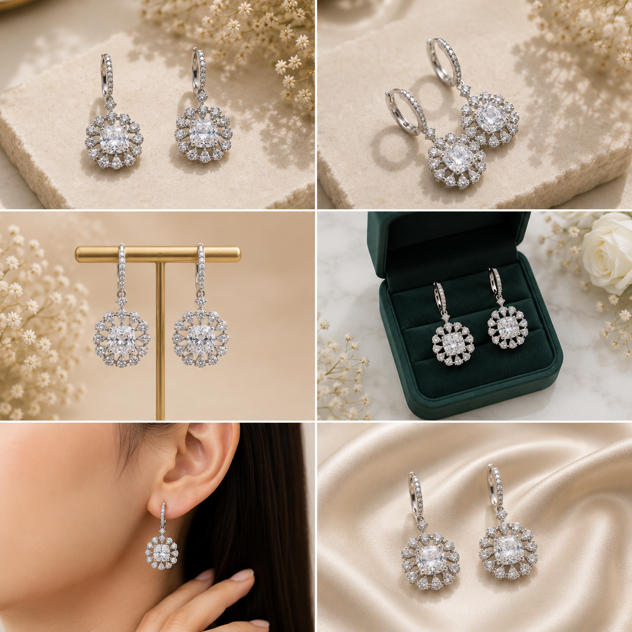 Royal Halo Crystal Drop Earrings