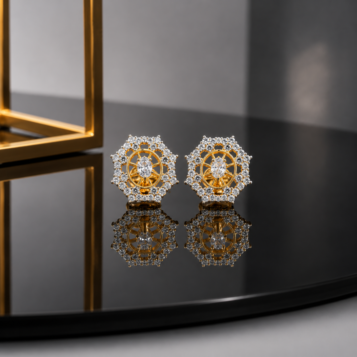Royal Hexa Crystal Stud Earrings