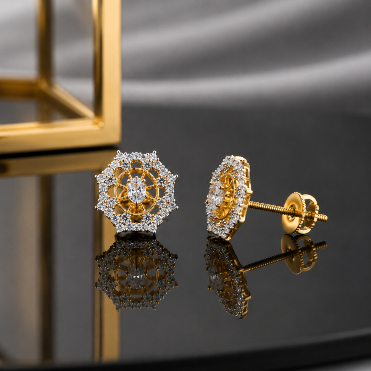 Royal Hexa Crystal Stud Earrings
