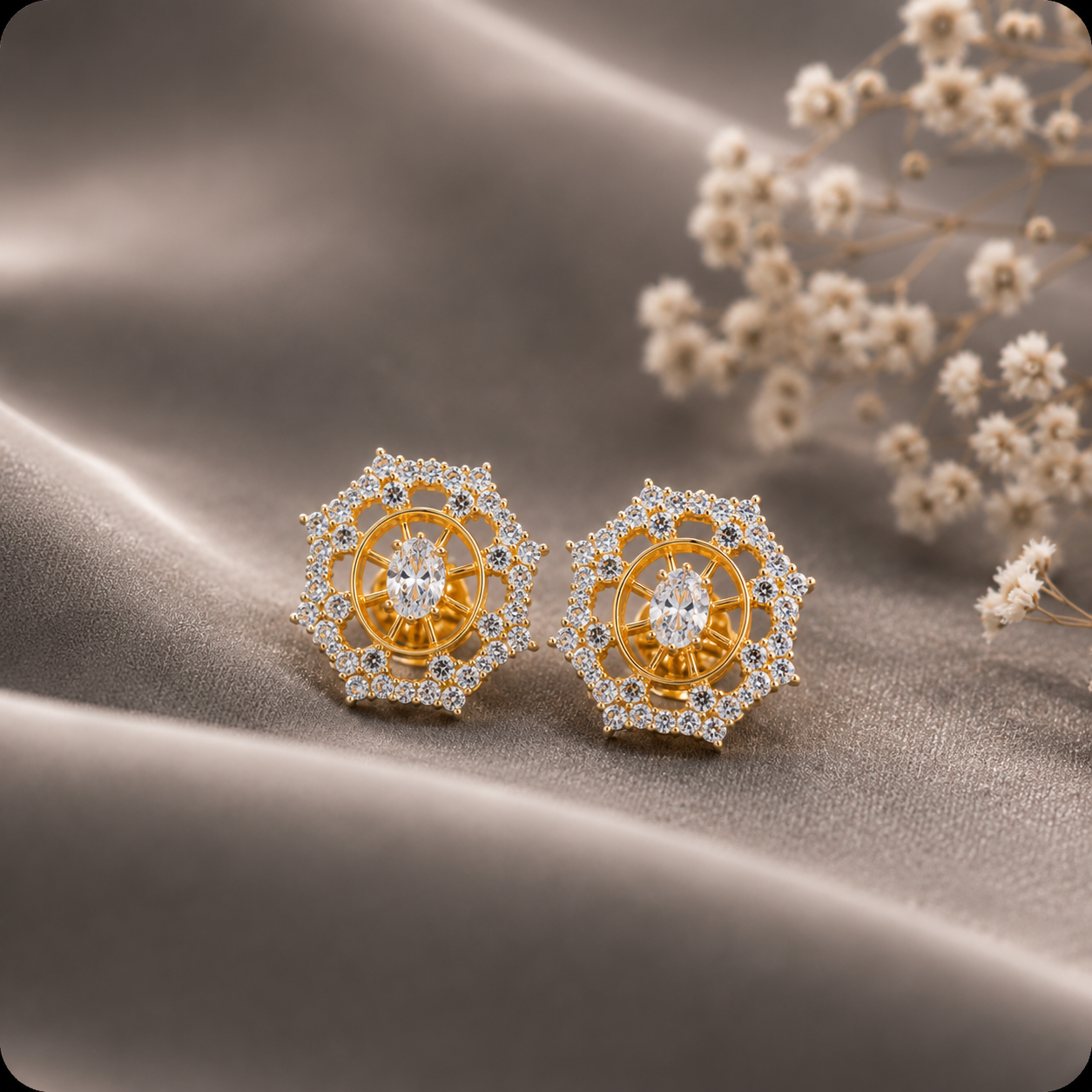 Royal Hexa Crystal Stud Earrings