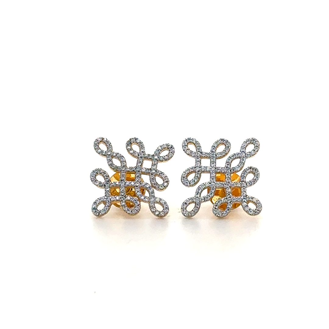 Silver Mystic Knot Pave Stud Earrings