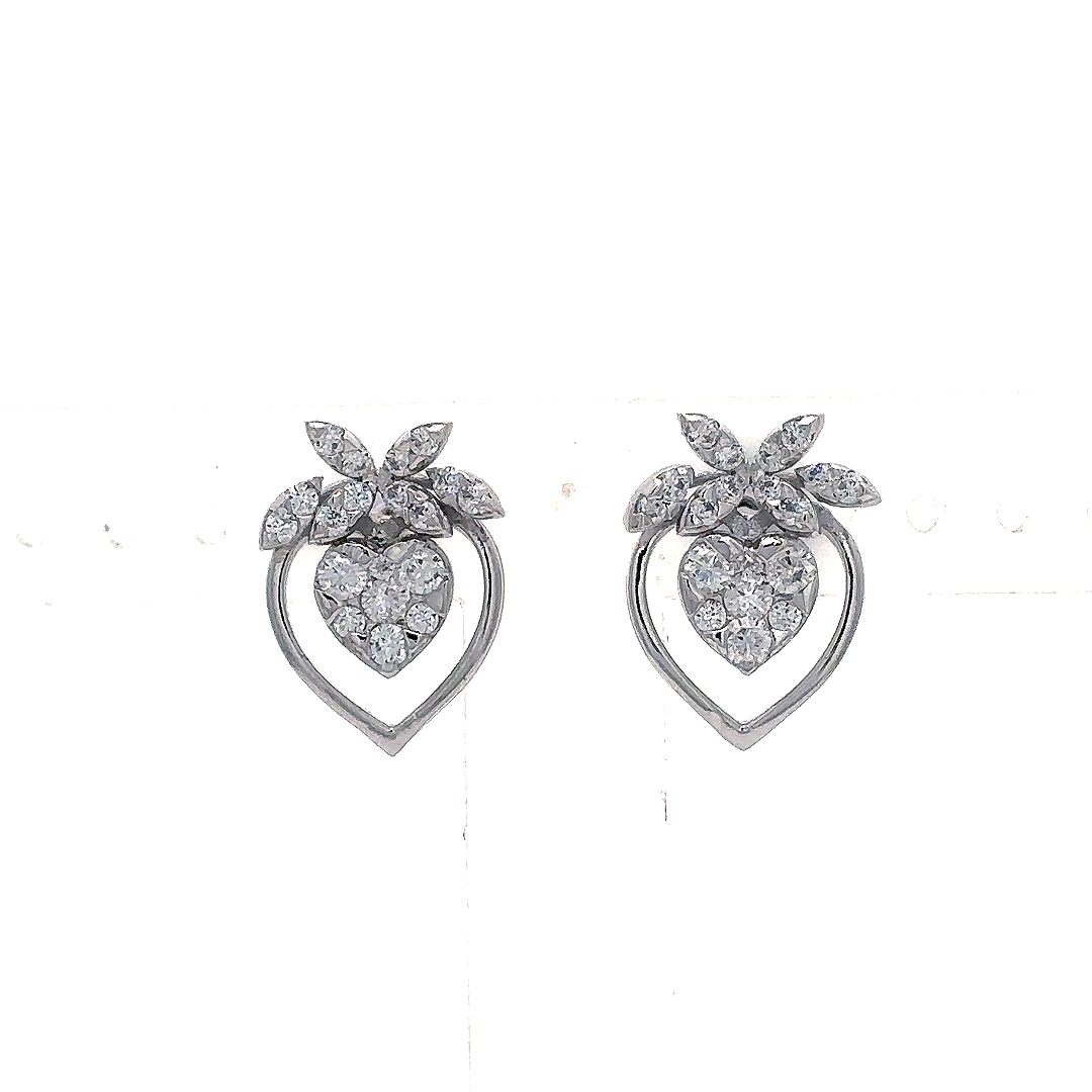 Silver Petal Heart Earrings