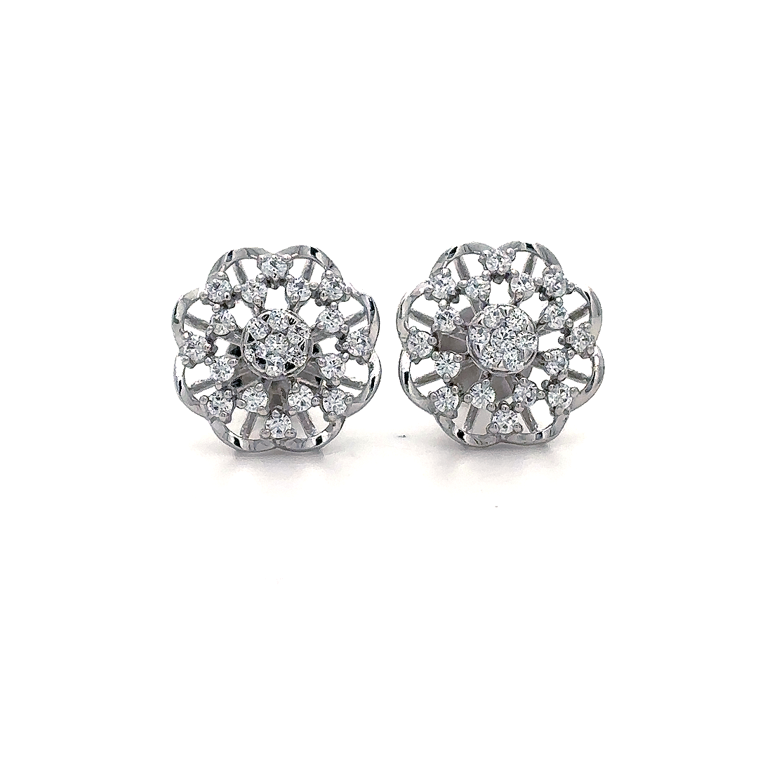 Silver Petal Radiance Earrings