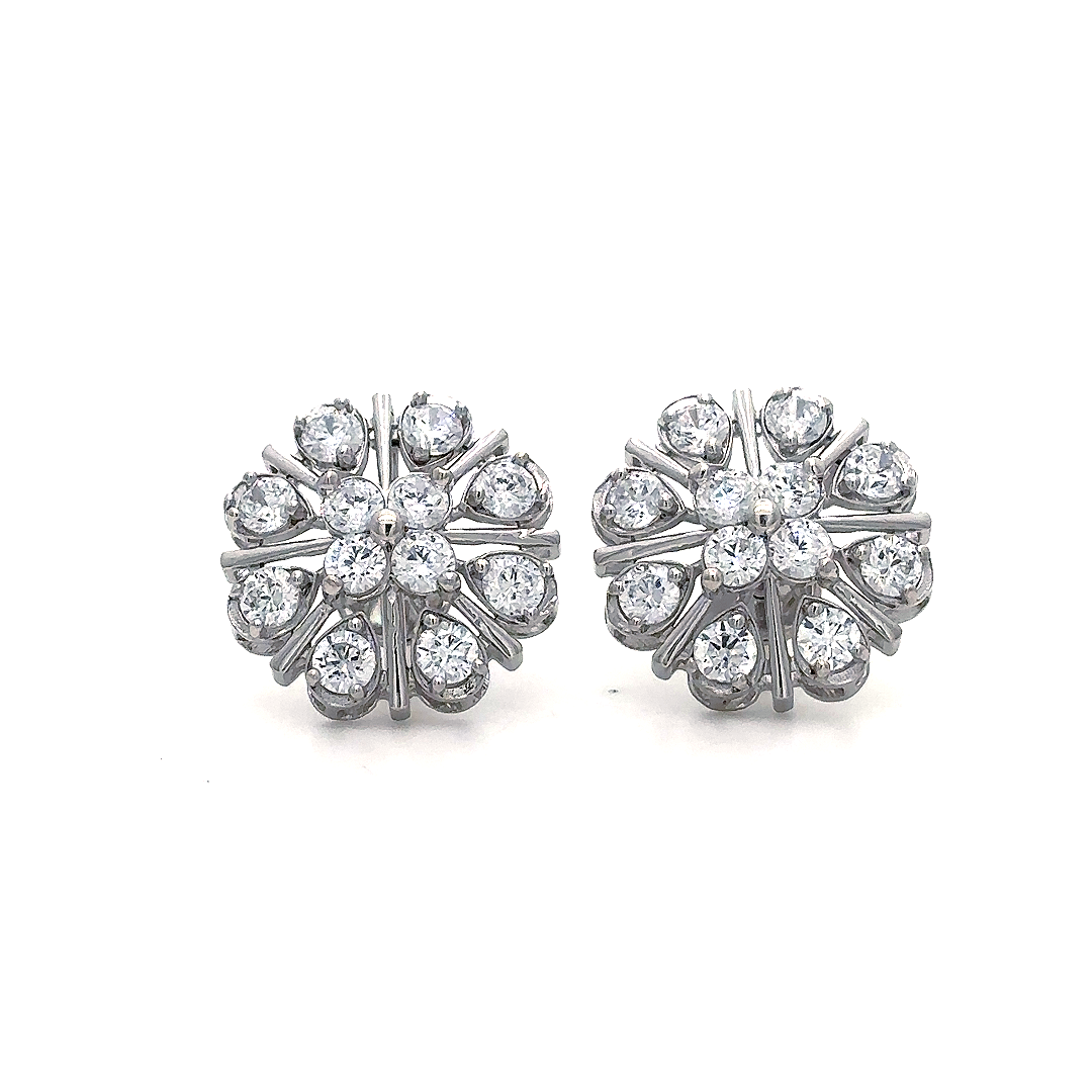 Snowflake Bloom Crystal Stud Earrings