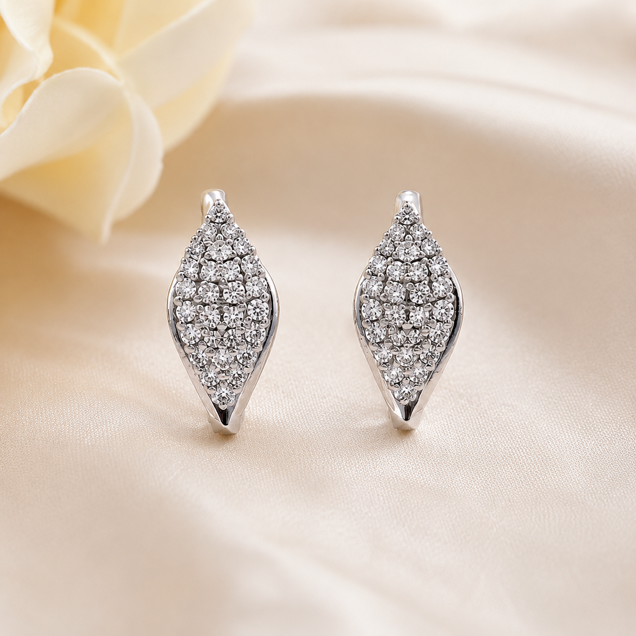Sparkling Crystal Leaf Stud Earrings