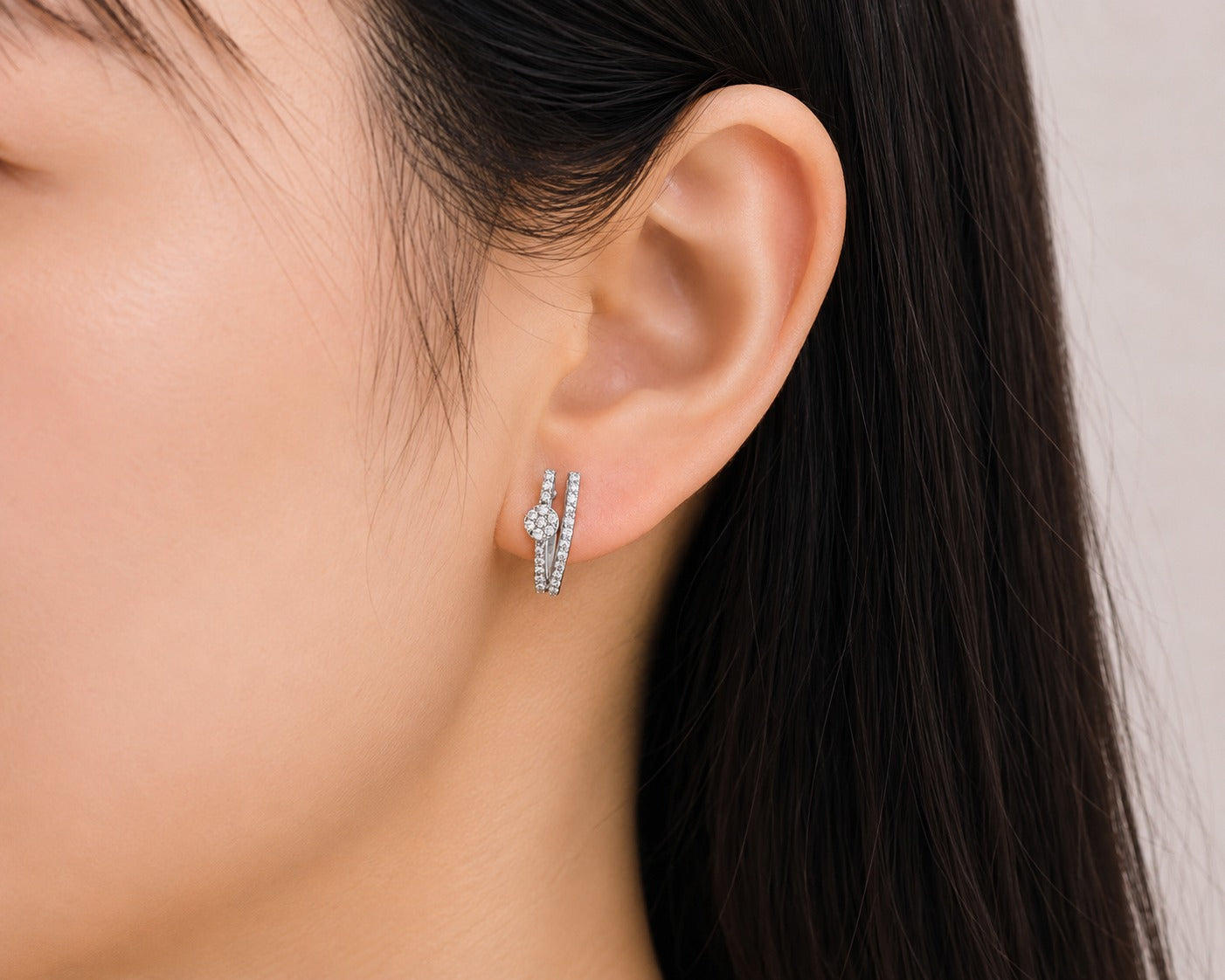 Sparkling Halo Ribbon Studs
