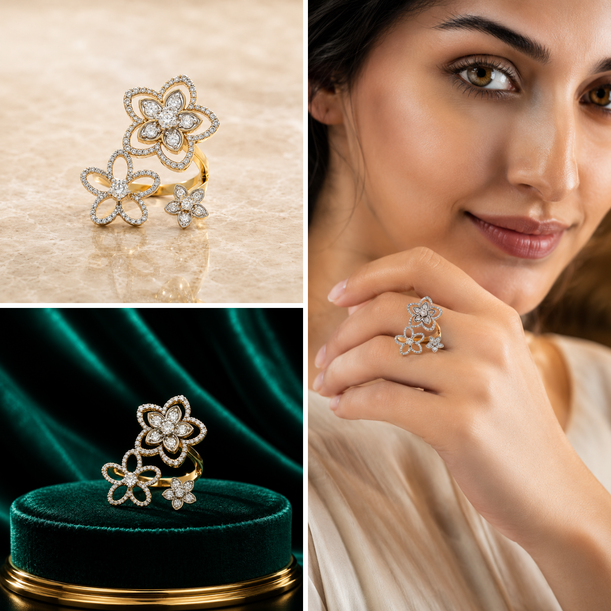 Blooming Harmony Floral Adjustable Ring