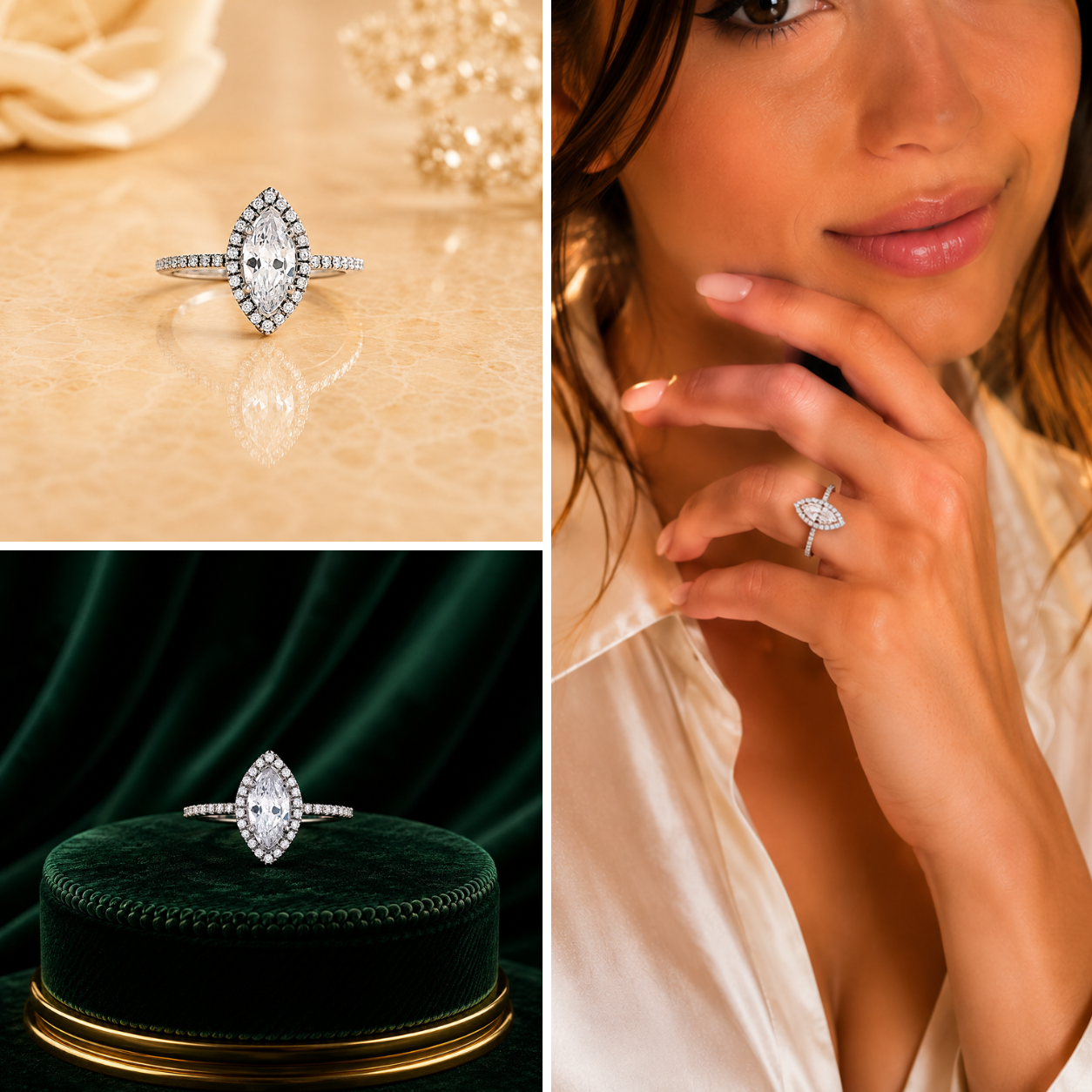 Classic Marquise Halo Ring