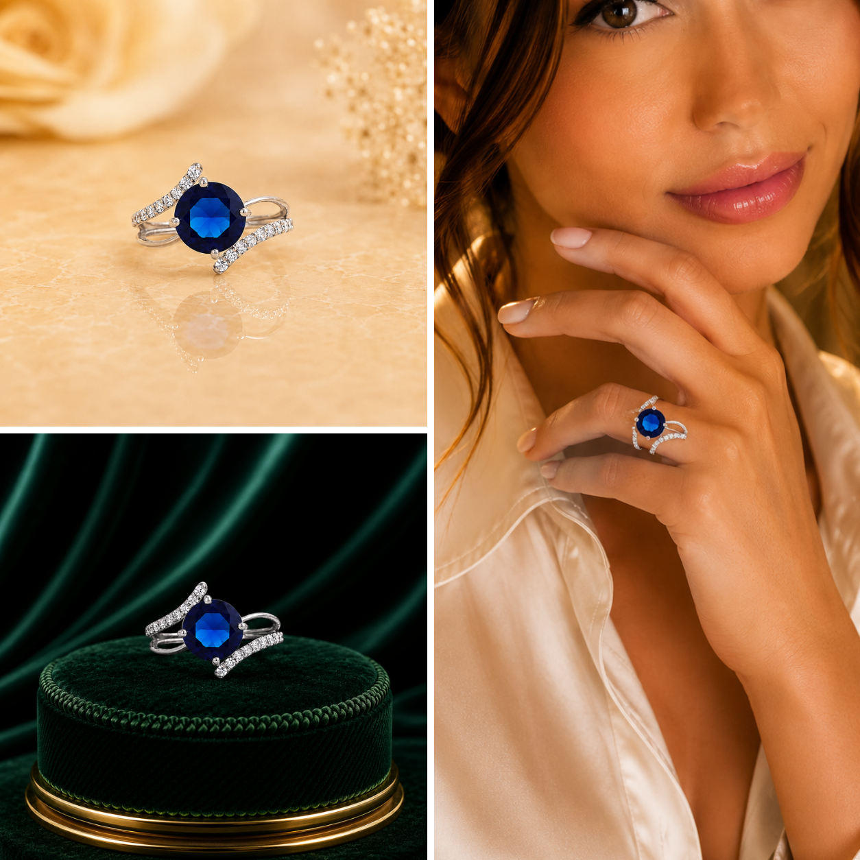 Royal Blue Sapphire Bypass Ring