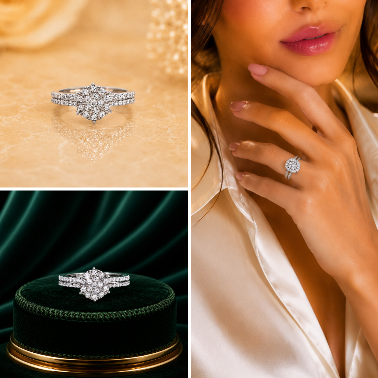 Floral Diamond Cluster Ring