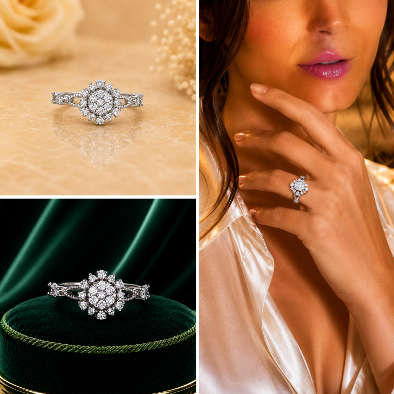 Vintage Floral Cluster Diamond Ring
