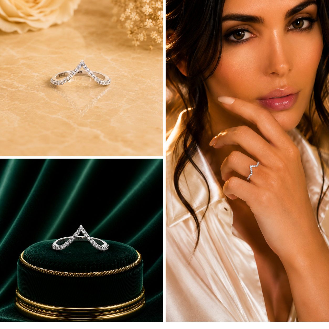 Chevron Wishbone Diamond Ring