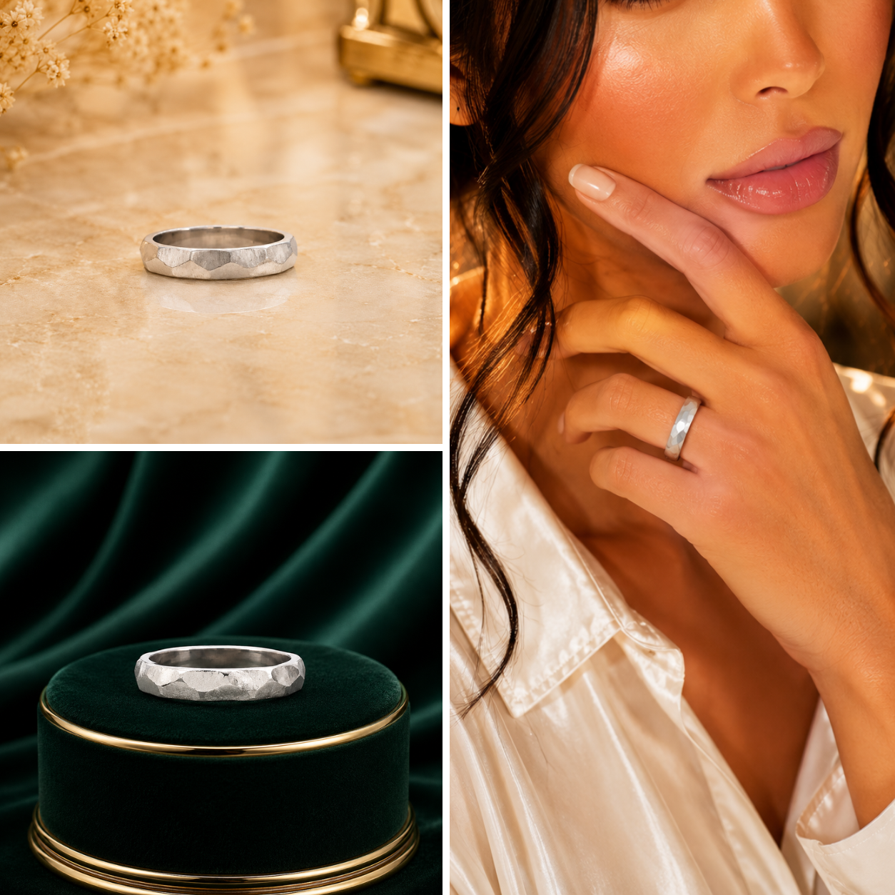 Hammered Minimalist Band Ring