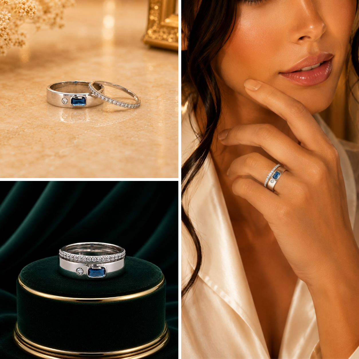 Blue Sapphire Dual Band Ring