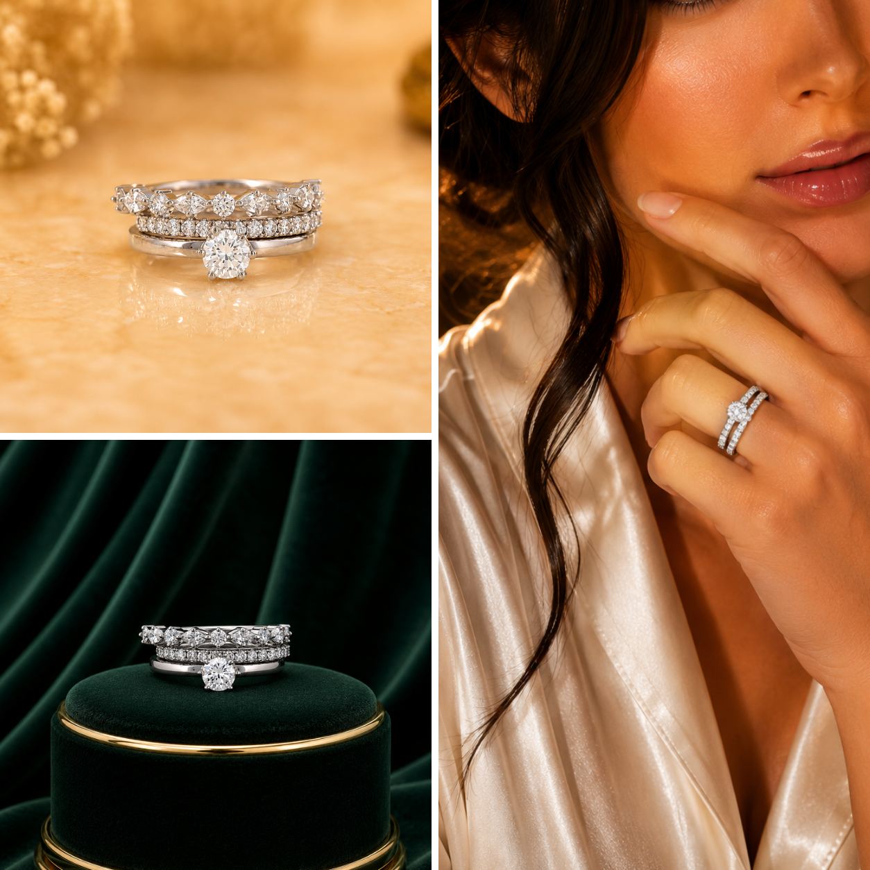 Triple Stack Diamond Bridal Ring