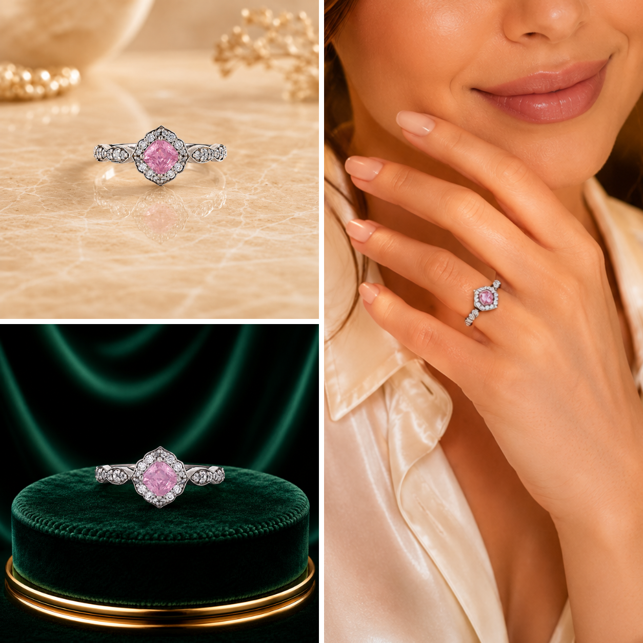 Pink Princess Halo Ring