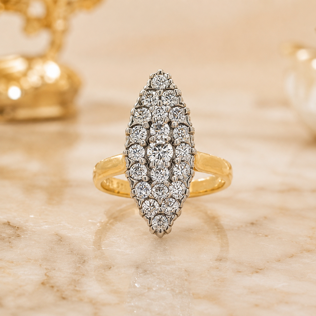 Vintage Marquise Diamond Cluster Ring