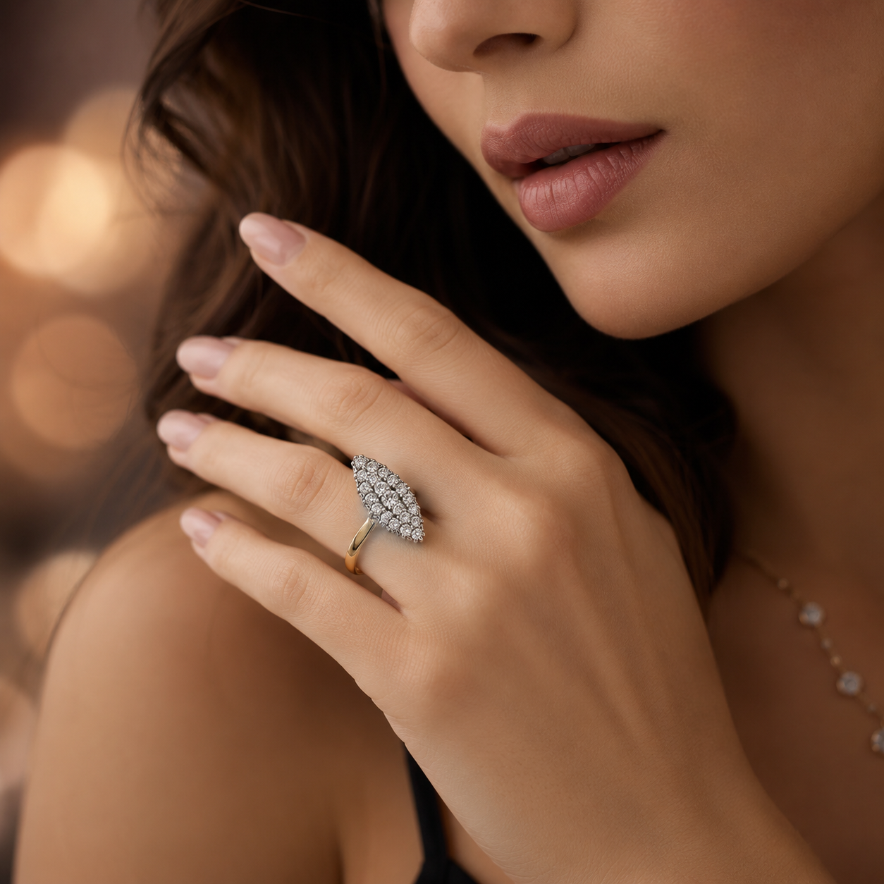 Vintage Marquise Diamond Cluster Ring