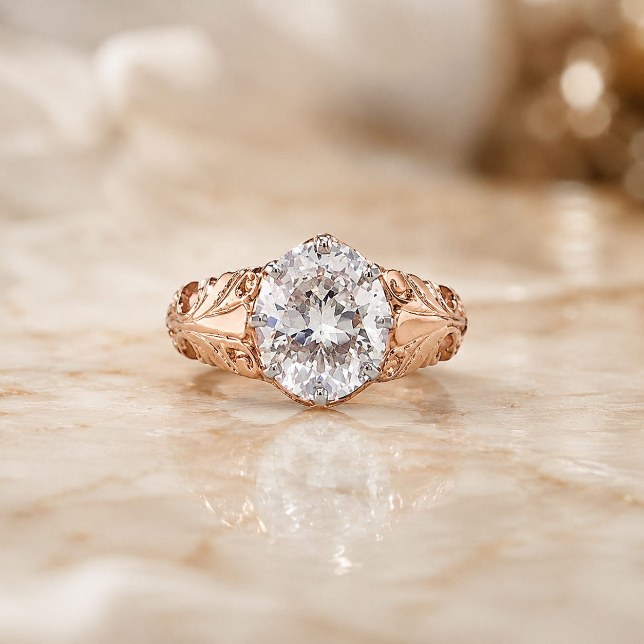 Vintage Oval Solitaire Ring
