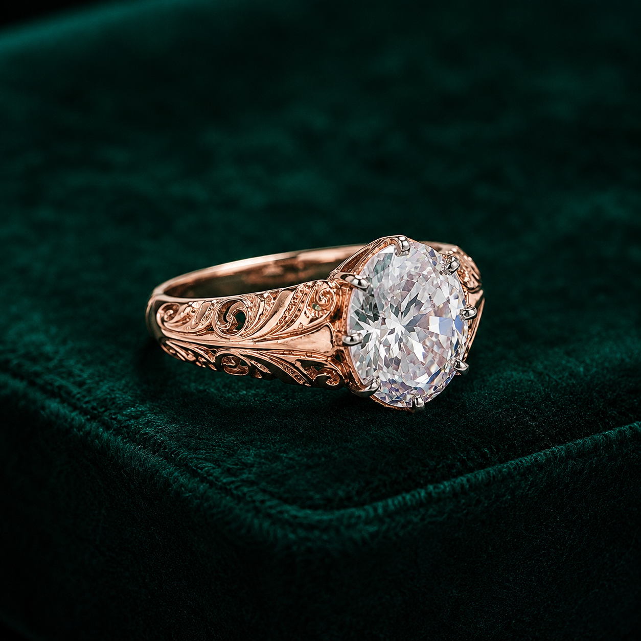 Vintage Oval Solitaire Ring
