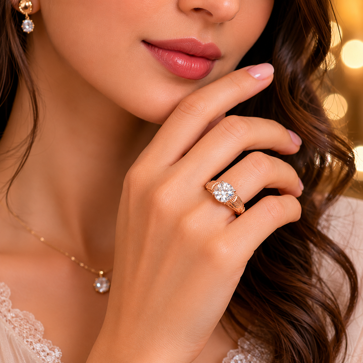 Vintage Rose Gold Solitaire Engagement Ring