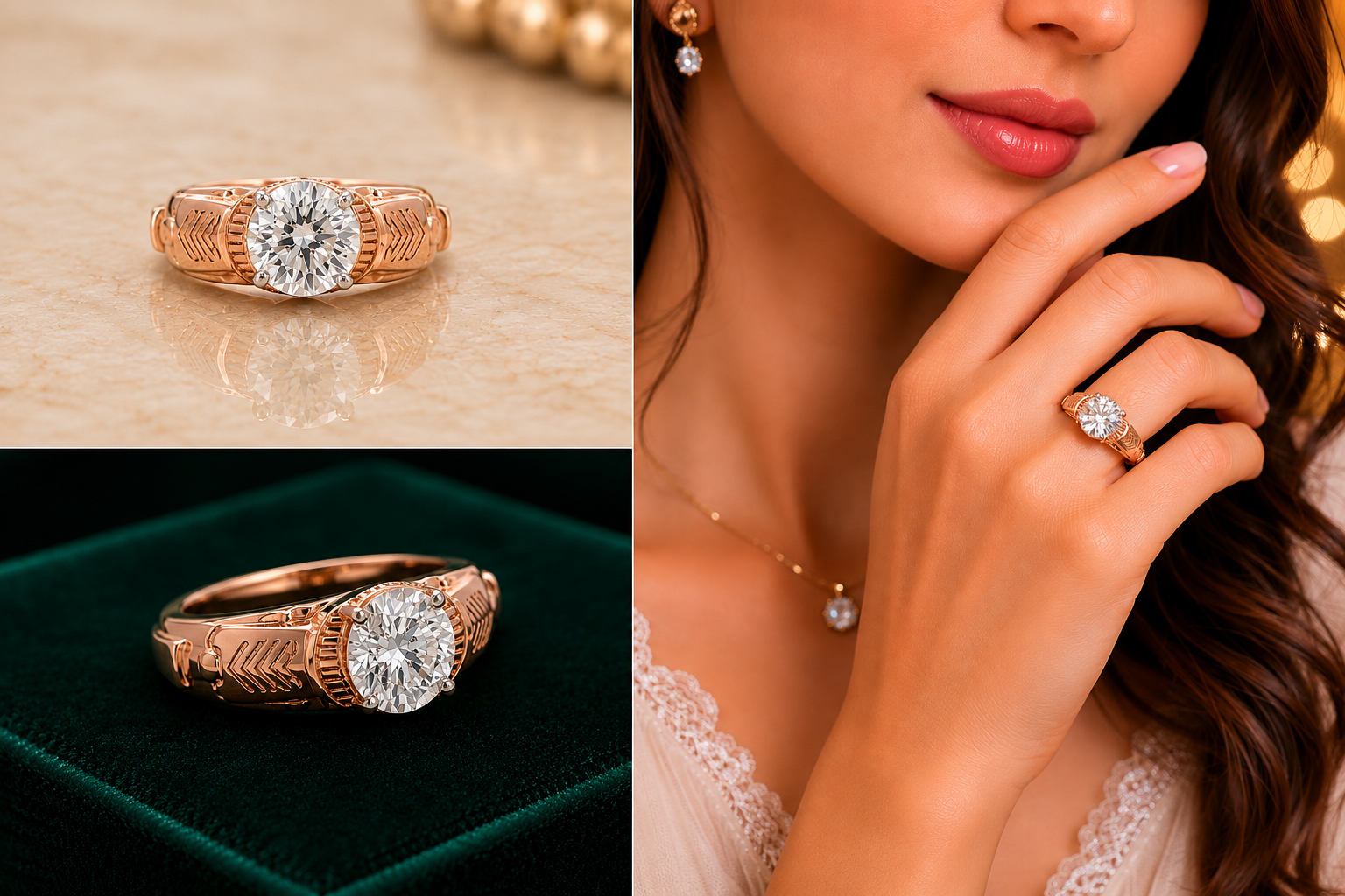 Vintage Rose Gold Solitaire Engagement Ring