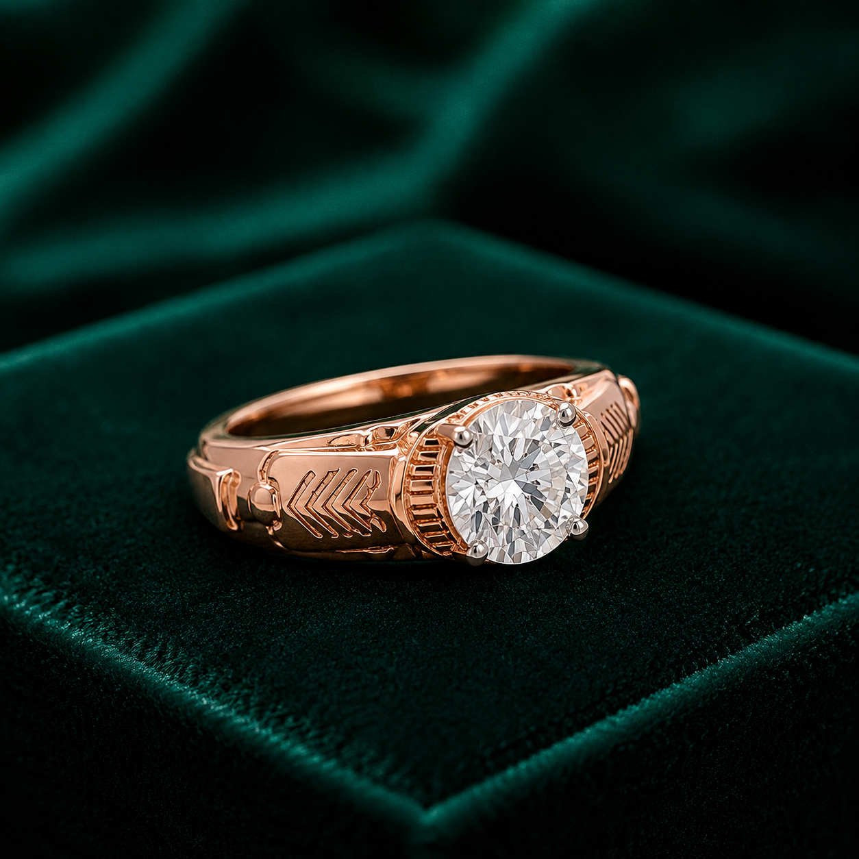 Vintage Rose Gold Solitaire Engagement Ring