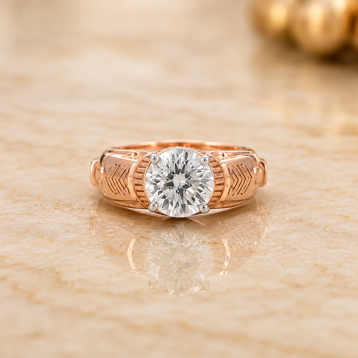 Vintage Rose Gold Solitaire Engagement Ring