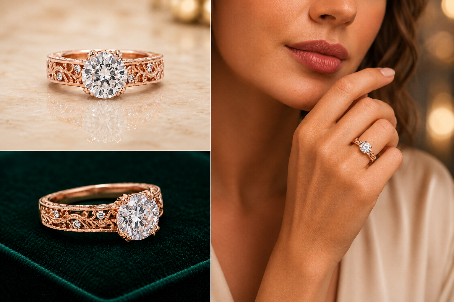 Vintage Rose Gold Solitaire Ring