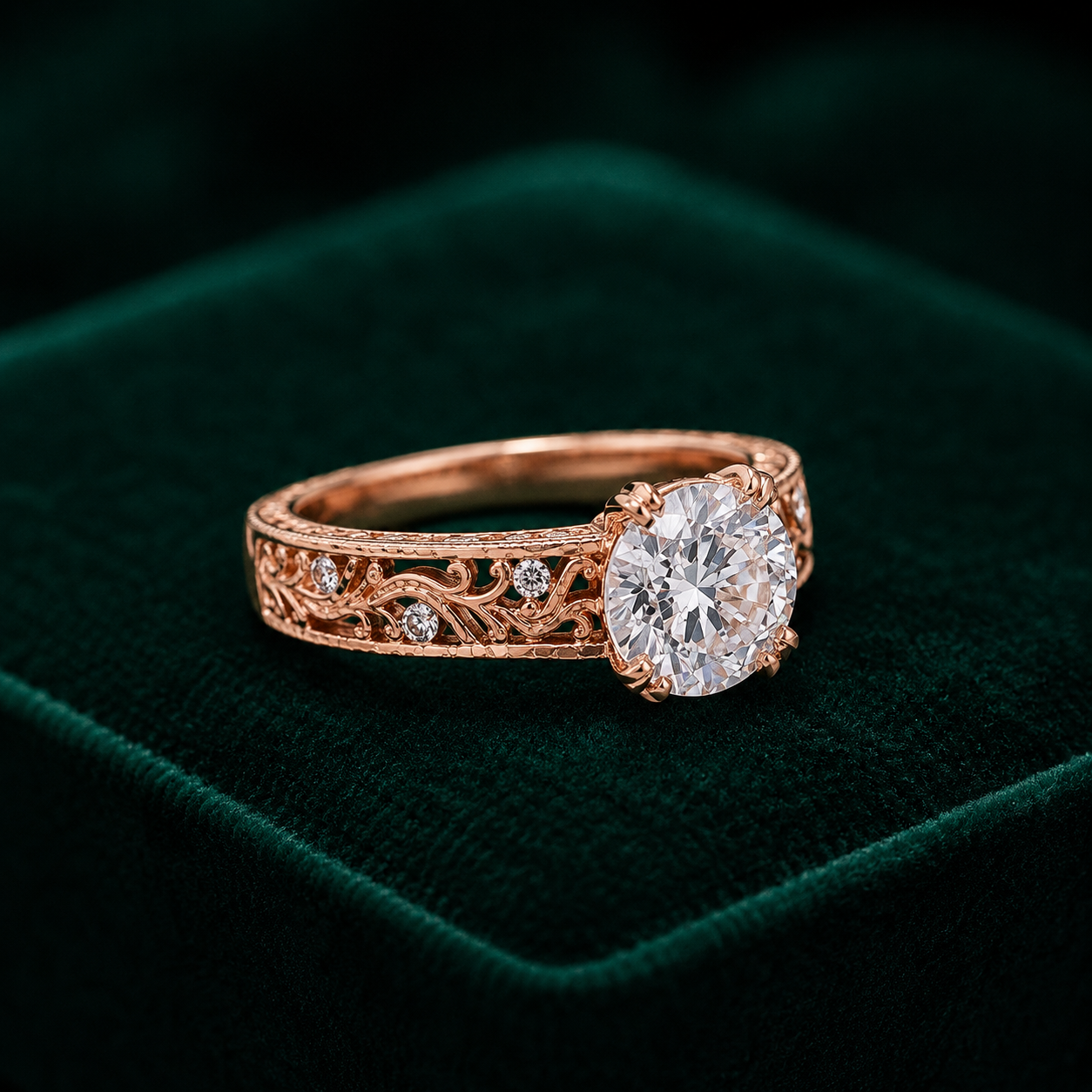 Vintage Rose Gold Solitaire Ring