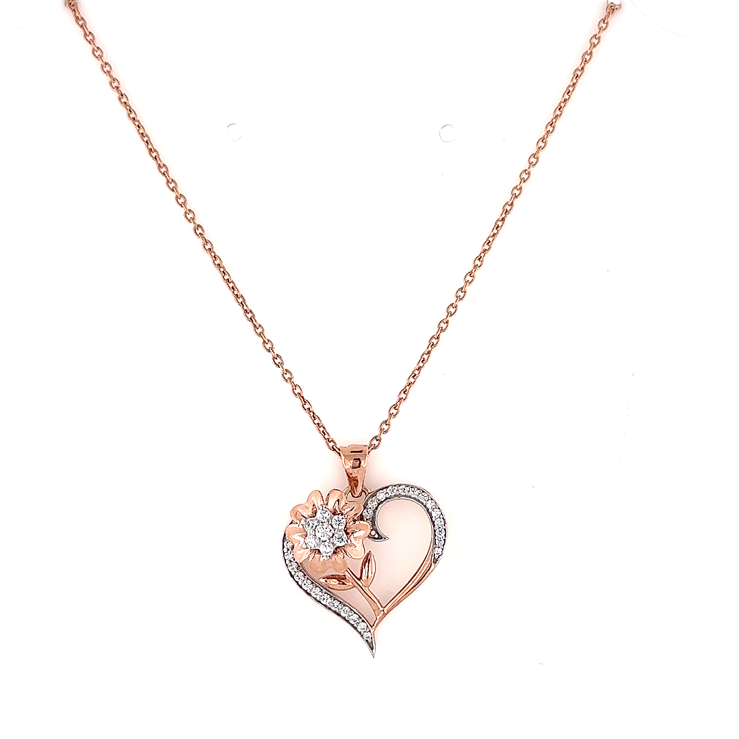 Rosy Heart Silver Pendant