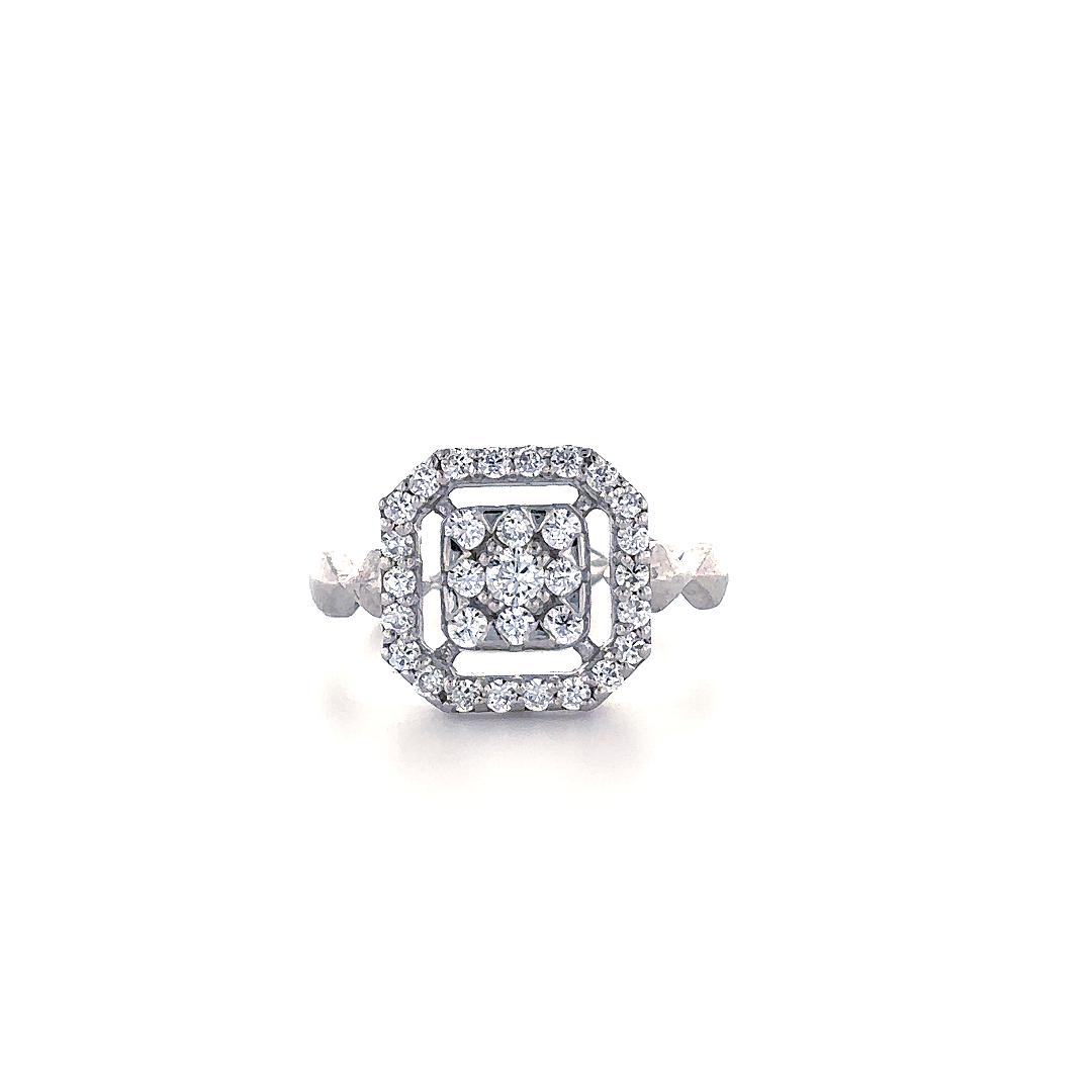 Square Halo Cluster Diamond Ring