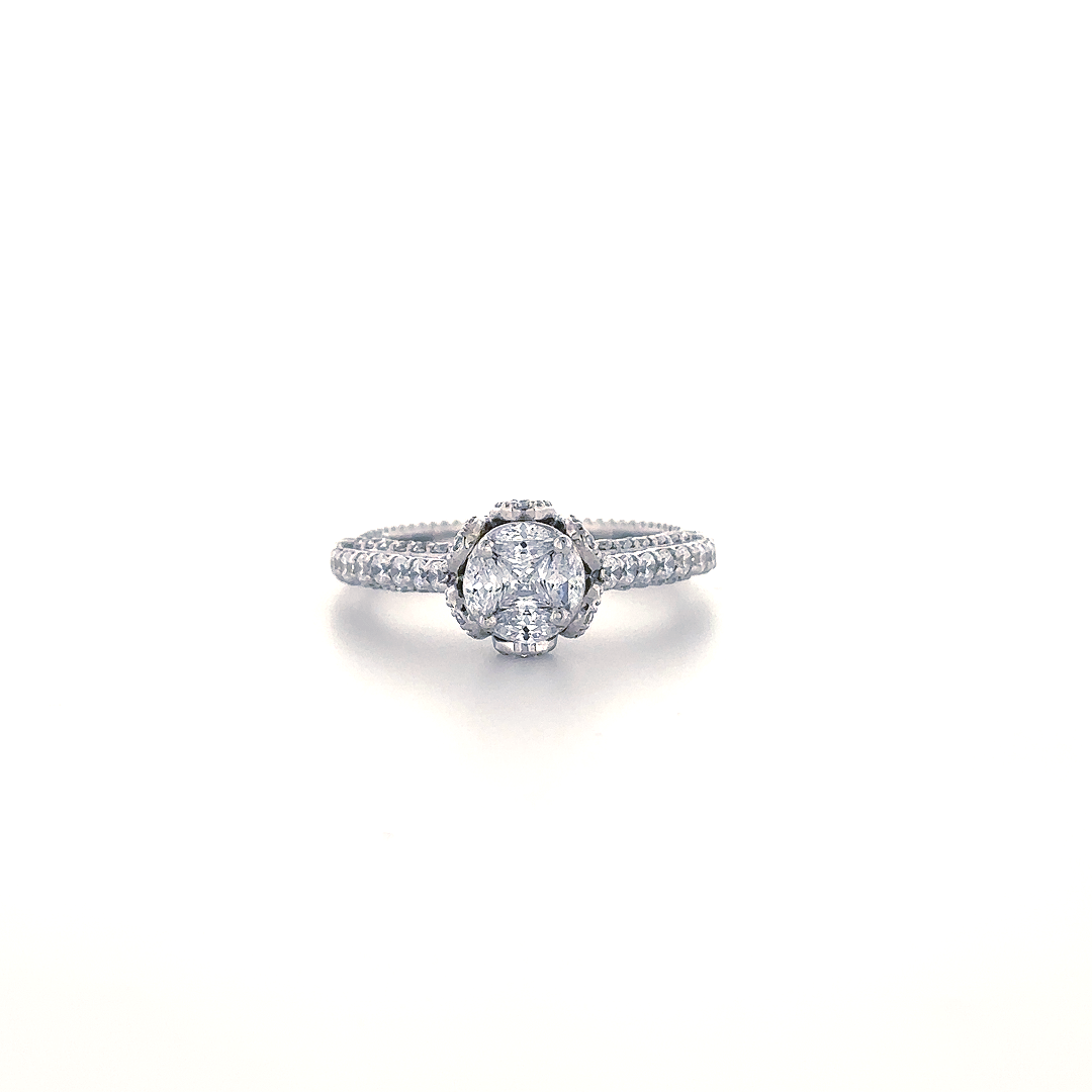 Vintage Milgrain Halo Diamond Ring