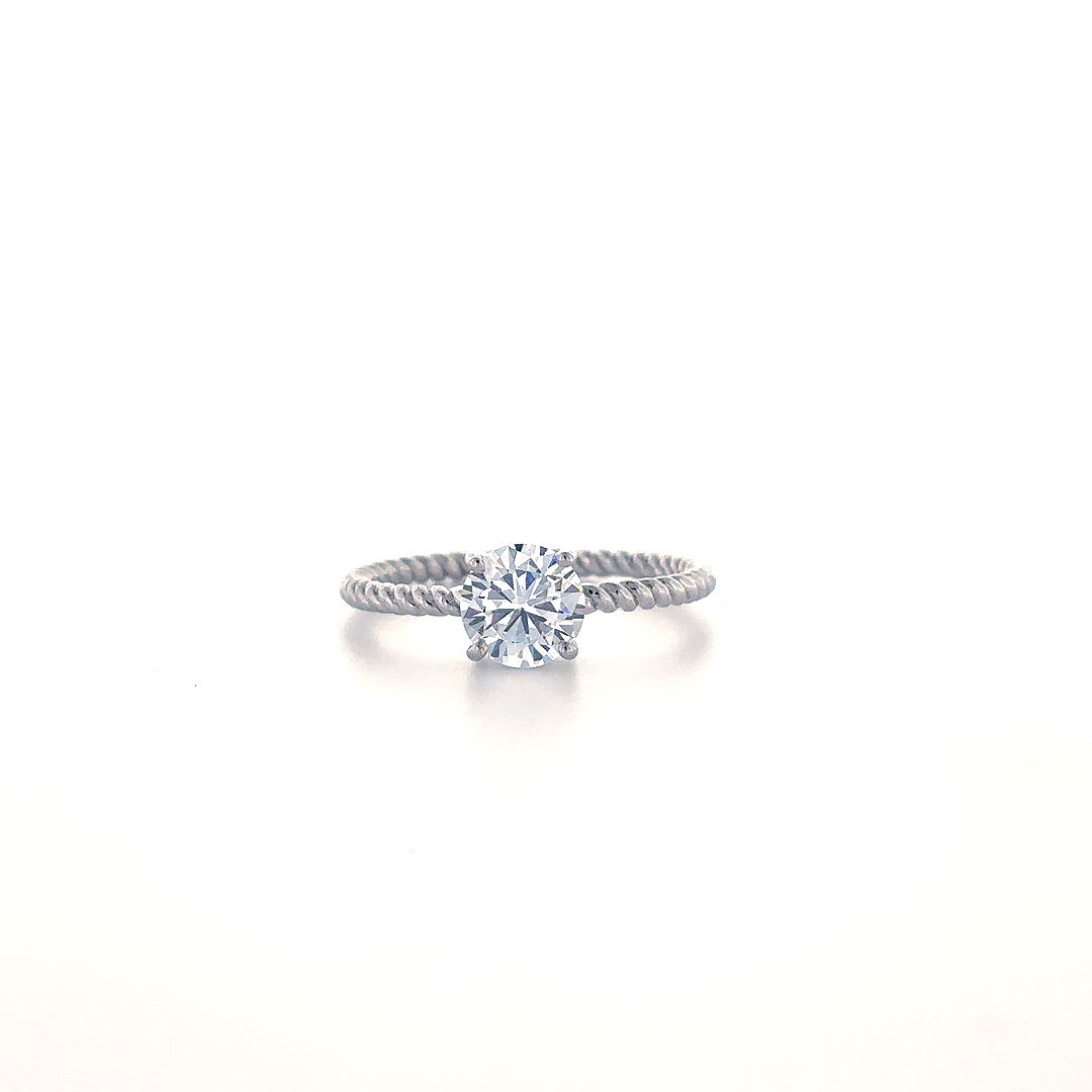 Twisted Band Solitaire Diamond Ring