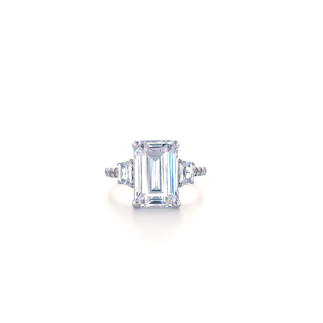 Emerald Cut Three Stone Diamond Ring