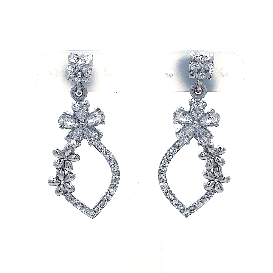 Floral Sparkle Drop Earrings