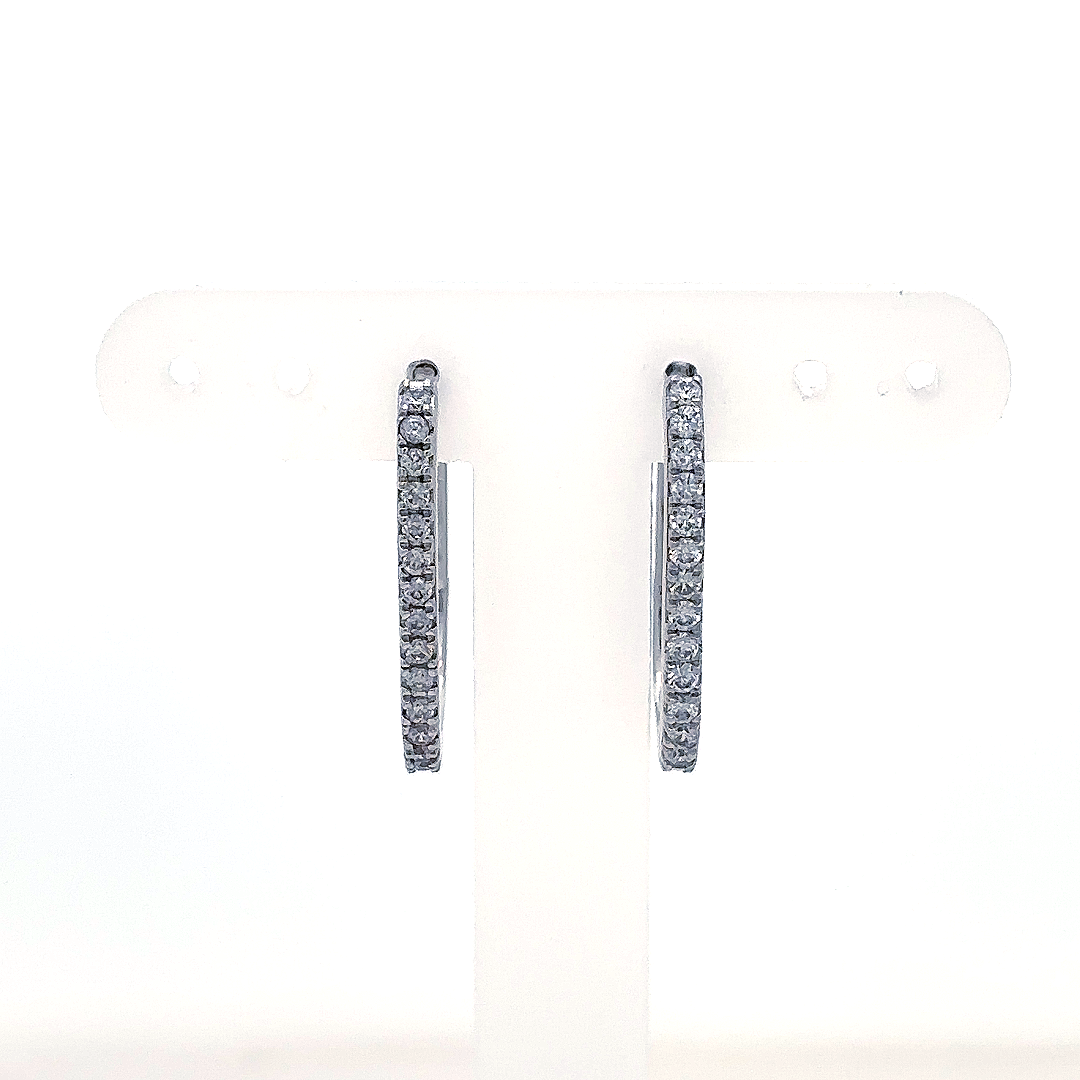 Minimal Sparkle Silver Hoop Earrings